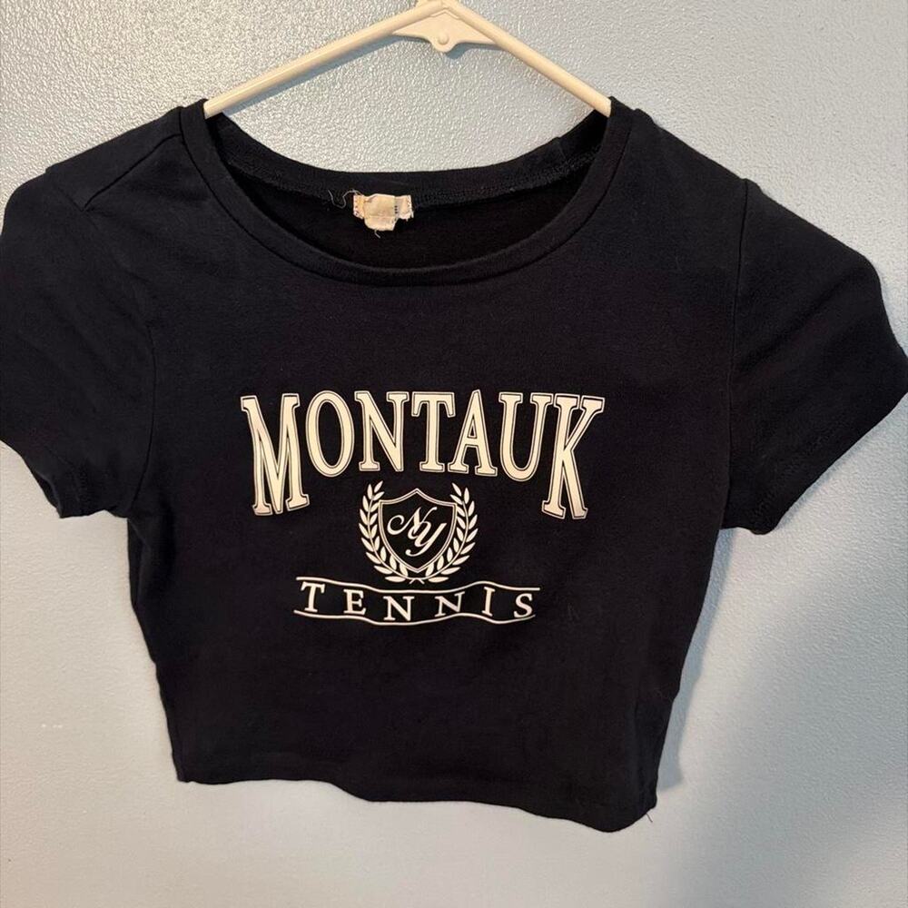 Garage Montauk Tennis graphic cropped baby tee Size Small